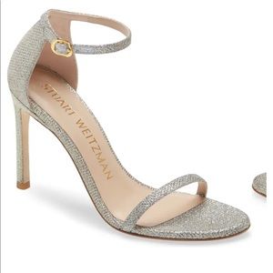 Stuart Weitzman NUDISTSONG Silver Heel Size 7.5